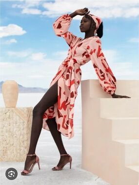 Diarrablu Blush Pink Abstract Print Dress - Size XL